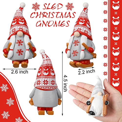 Chunful 2 Pack Winter Snowman Gnomes Sled Gnomes Winter Kitchen Decor Skiing Resin Gnome Figurines With Wood Skis And Ski Poles Swedish Tomte Gnomes Farmhouse Tiered Tray Decors For Home Kitchen #TOP1