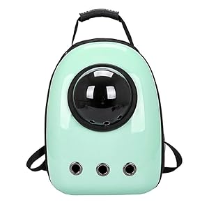 Mochila para Gatos, Mochila para Gatos Al Aire Libre, Mochila Impermeable Transparente para Perros, Mochila Mascotas con Cápsula De Espacio Ventilado(Verde Agua, Cúpula Transparente)