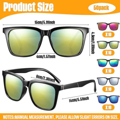 Umigy 50 Pack Sunglasses Bulk Neon Vintage Retro Party Sunglasses Classic Shades Eyewear for Adult Party Favors2