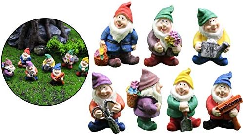 Fenteer 7xFairy Garden Accessories Decorations Collectible Figurines Miniature Gardening Gnomes Figurines Ornaments Mini Gnomes Fairy Garden Set Dwarfs Statue