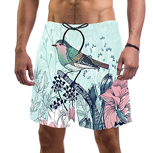 Short de bain pour homme avec doublure maille oiseaux multicolore taille L