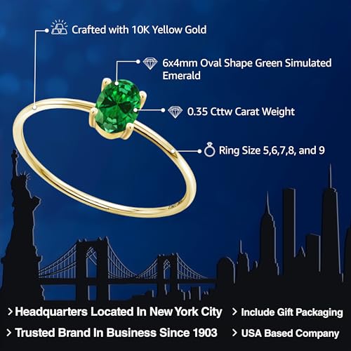 Gem Stone King 10K Yellow Gold 6X4MM Oval Gemstone Birthstone Engagement Ring | Solitaire Wedding Engagement Anniversary Promise Gold Ring For Women2