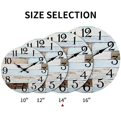 Kecyet 14 Inch Wall Clock Rustic Wall Clocks For Kitchen, Bathroom - Silent Non-Ticking Country Quartz Clock Decorative For Kitchen,Bathroom Home, Living Room #TOP2