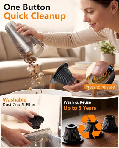 Image of 15-Min Fast Cleaning 120㎡ Room Handheld Vacuum Cordless: 18-36 Mins Runtime