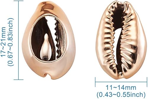 Vista 98 de Cheriswelry 50 cuentas de concha galvanizadas, conchas de cauri en espiral, conchas de mar, verano, playa, cuentas espaciadoras sueltas