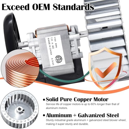 Image of Hiorucet 318984-753 Inducer Motor Assembly with HC21ZE114A Furnace Motor and LA11AA005 Blower Wheel for Jakel, Carrier, Payne, Bryant Furnace, J238-150-1571, 310371-752, HC21ZE117, 65569, 318984753.