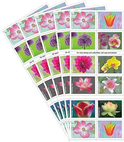 100 Garden Beauty Forever Stamps  5 Sheets of 20 Floral First-Class Postage  Self-Adhesive for Weddings, Invitations, Greeting Cards & Everyday Mail