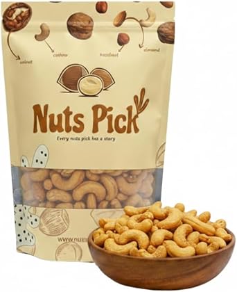 Nuts Pick - Roasted Salted Cashew Nuts   Crunchy, Lightly Salted & Full of Flavour   No Added Oil   Premium Whole Cashews Roasted to Perfection 500g