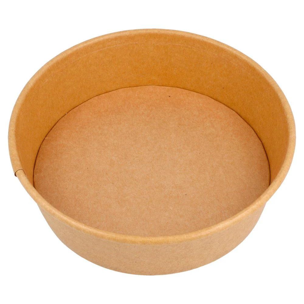Envase Redondo de Kraft 500 ML 145 mm Ø + CON TAPA | Paquete de 6x50 Unidades (300 uds en Total) | 145 mm Ø | Biodegradable y Ecológico | Ideal para Alimentos para Llevar (500 ML 145 mm Ø + CON TAPA)