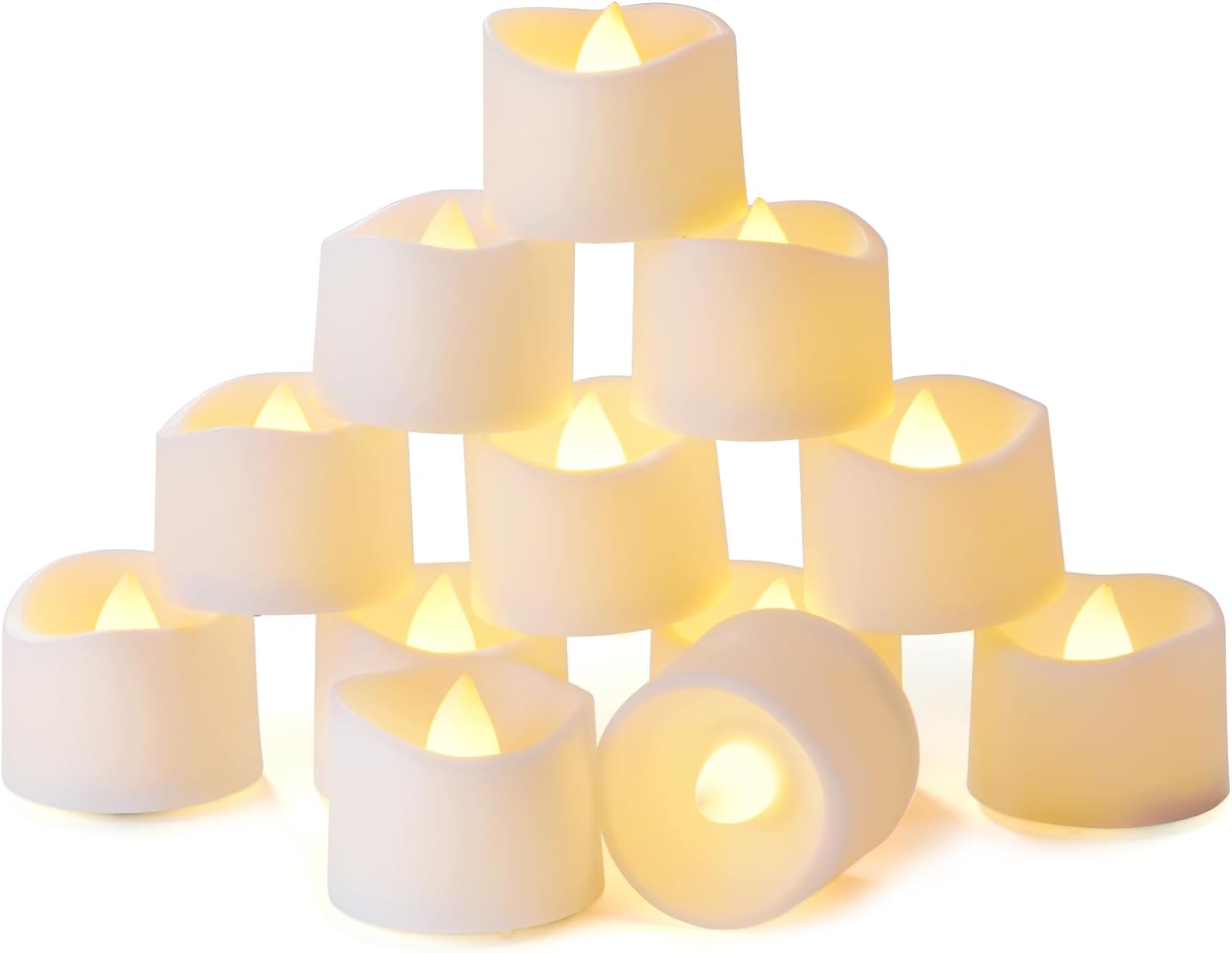 Homemory Battery Tea Lights with Timer, 6 Hours on and 18 Hours Off in 24 Hours Cycle Automatically, Pack of 12 Timing LED Candle Lights in Warm White
