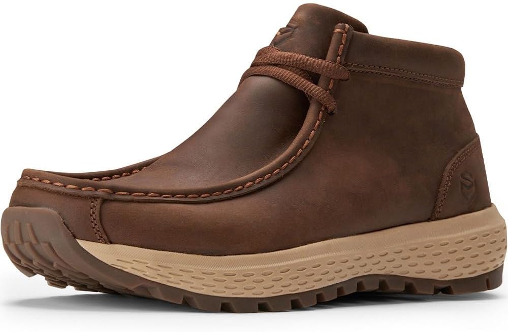 SUREWAY Men's Chukka Boots,Fashion and Comfort Driving Shoes,Lightweight Durability Leather Moc Toe Work Boots