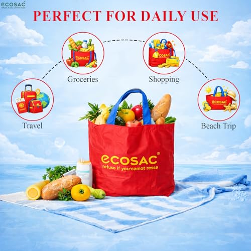 Image of Classic Shopping bag | for Carry Milk Grocery Fruits Vegetable Kitchen Essential |Reusable, Washable, Lightweight & Foldable |15 kg Capacity
