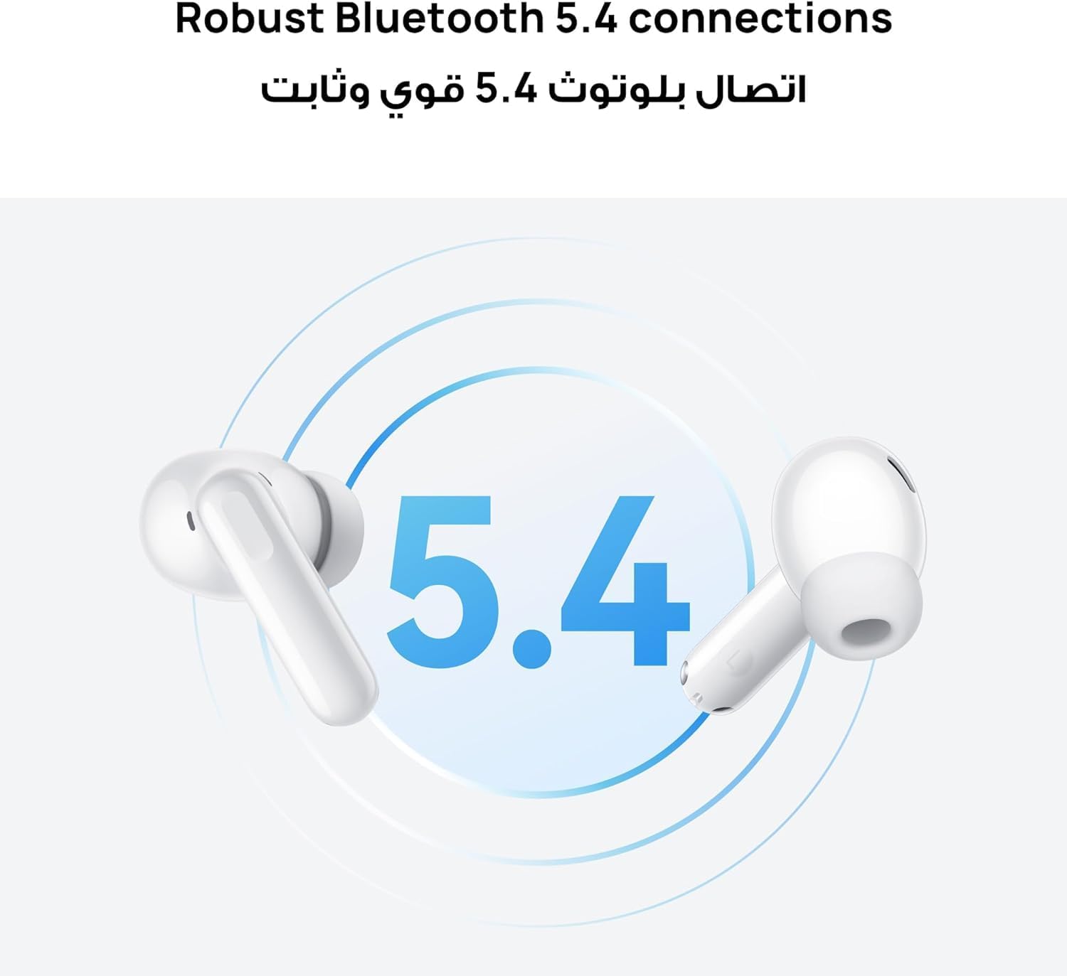 Two HUAWEI FreeBuds SE 4 ANC earbuds floating, with a large '5.4' graphic in the background, representing Bluetooth 5.4 connectivity.