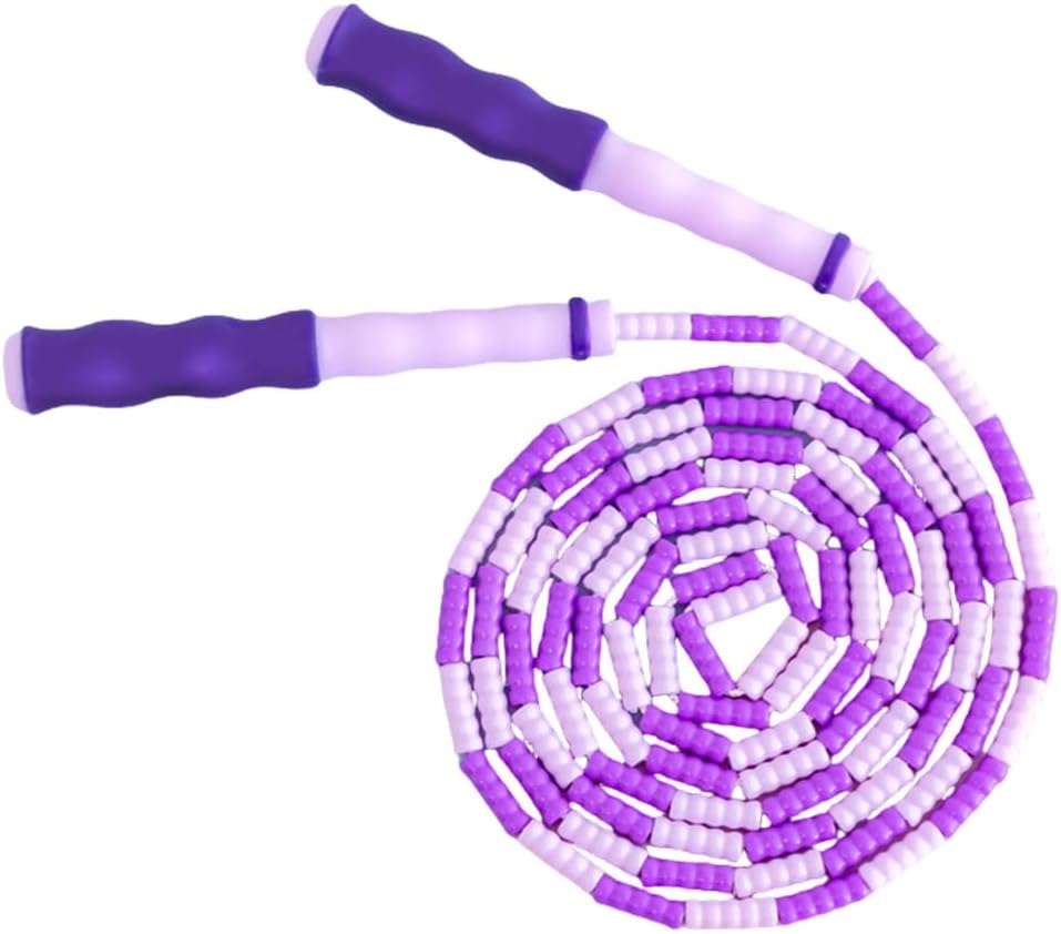 Adjustable Length Jump Rope for Kids Adults – Soft Beaded Skipping Rope for Fitness Training Exercise