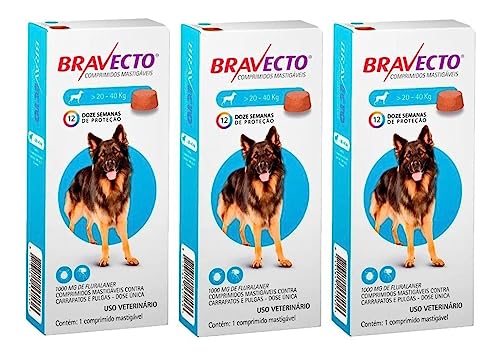Combo 3 Bravectos Cães De 20 Kg A 40 Kg
