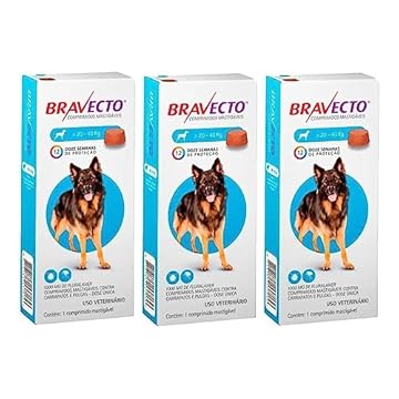 Combo 3 Bravectos Cães De 20 Kg A 40 Kg