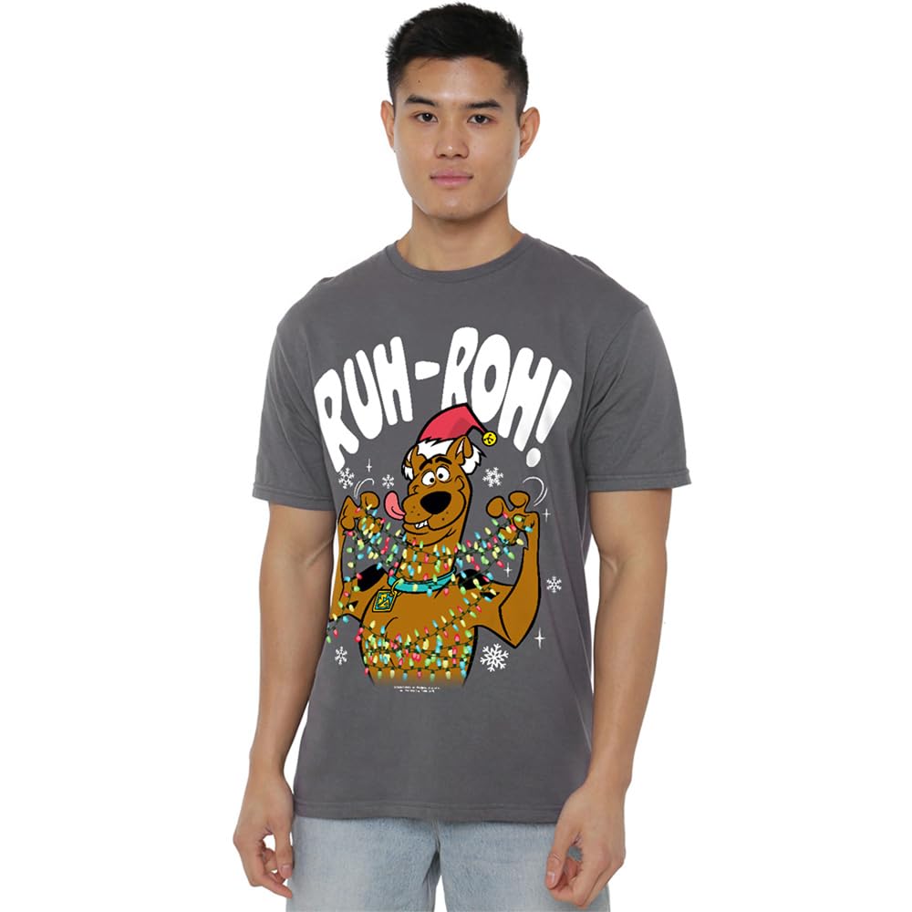 Scooby Doo - Licensed T-Shirt - Ruhroh Christmas - Medium - Grey