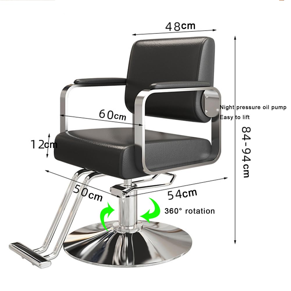 Professioneller Friseurstuhl für Stylisten, 360° drehbarer Stylingstuhl, schwere Hydraulikpumpe, mit Verstellbarer Höhe,Weiß,C | 360° drehbar, PU-Leder leicht zu reinigen, maximale Tragfähigkeit 150 kg, Salon-Ausstattung für Friseur- und Tattoostuhl
