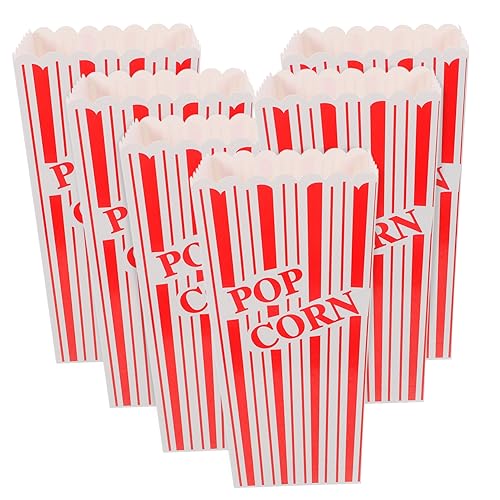 OFFSCH 6pcs Disposable Popcorn Paper Cups Striped Popcorn Box for Parties French Fries Containers Birthdays and Celebrations