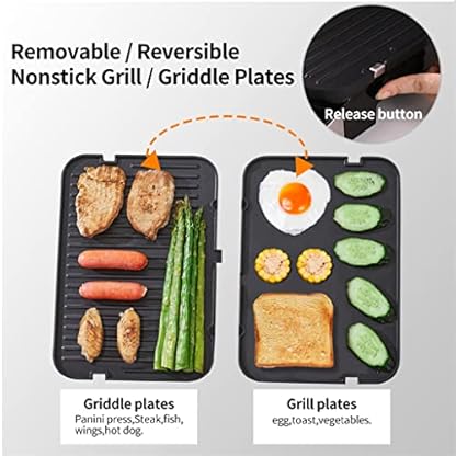 SHYOD Elektrische Kontaktgrill-Digital-Griddle Und Presse, Optionale Waffelmacherplatten, Öffnet 180 Grad Grill – Bild 6