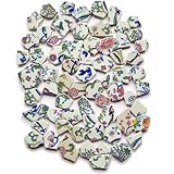 Broken Tiles,1lb About 73pcs Ceramic China Glazed Irregular Mosaic Tiles for Crafts DIY Assortment,Blue and White Porcelain Pieces for Wall Art Vase Coaster Flower Pots Floor Mosaic Making Supplies