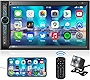 Double Din Car Stereo with Bluetooth: 7inch HD Car Multimedia Receiver – Car Audio MP5 Player | LCD Capacitive Touchscreen | Phonelink | Backup Camera | USB/SD/ AUX Input | AM FM Car Radio | SWC