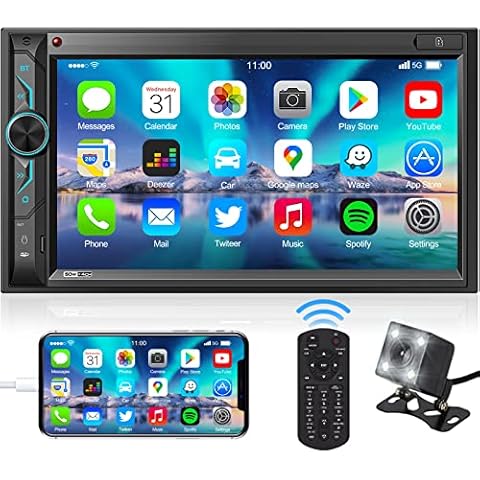 Double Din Car Stereo with Bluetooth: 7inch HD Car Multimedia Receiver Cover