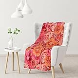 JCAKES Orange Rose Flanelldecke Decken Überwürfe Decke für Bett Reisedecke Überwürfe für Sofas Überwürfe für Sessel, Outdoor-Decken & Überwürfe (vertikaler Abschnitt)