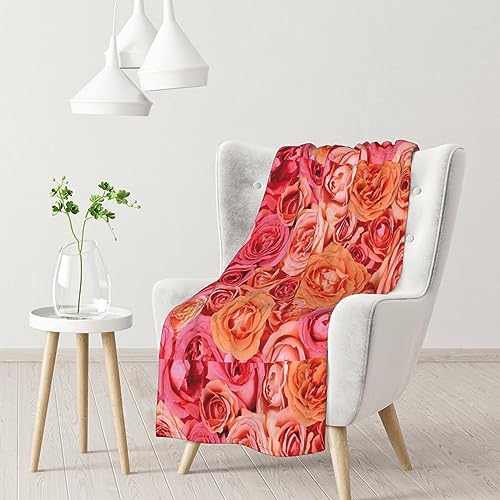 JCAKES Orange Rose Flanelldecke Decken Überwürfe Decke für Bett Reisedecke Überwürfe für Sofas Überwürfe für Sessel, Outdoor-Decken & Überwürfe (vertikaler Abschnitt)