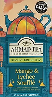 Ahmad Tea Mango & Lychee Souffle Dessert Green Tea - 15 Pyramid Teabags