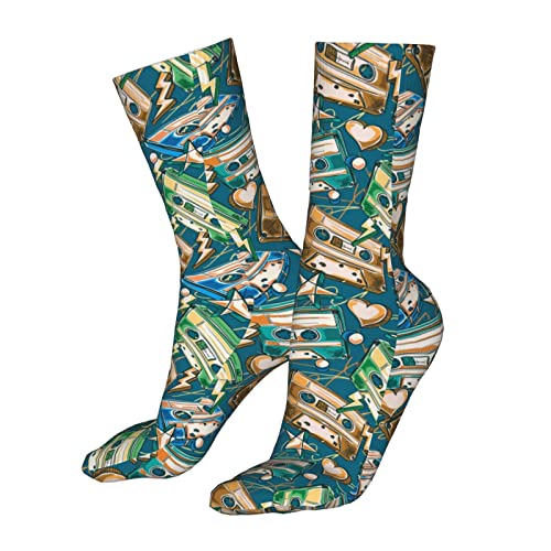 Ertquji Colorful Graffiti Rock Music Hip Hop Art Socks Casual Crew Socks For Women's Men Running Sport Work Short Socks Comfort Mid Tube Stockings 16 Inches #TOP2