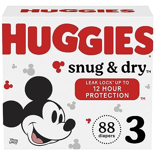Image of Huggies Size 3 Diapers, Snug & Dry Baby Diapers, Size 3 (16-28 lbs), 88 Count