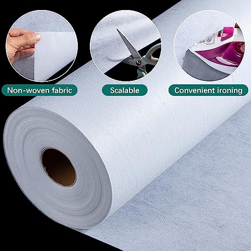 15.7 Inch x 54.7 Yard Iron-On Fusible Interfacing for Sewing- Non-Woven Lightweight Apparel Interfacing- Fusible Fleece Interfacing for Crafts, Bags, Home Decoration - Thumbnail 3
