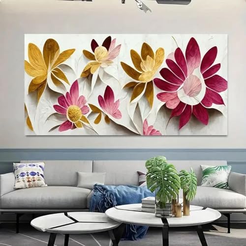 Décoration murale moderne avec tableau de fleurs transversale - 2