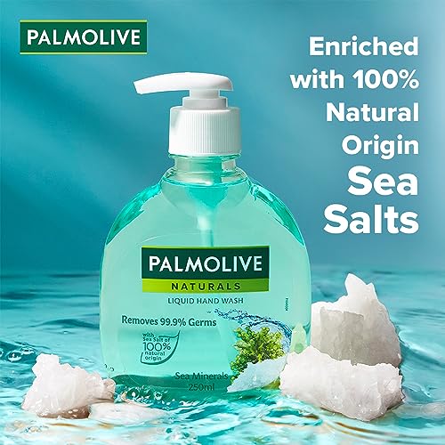 Image of Palmolive Naturals Sea Minerals Liquid Hand Wash, 250ml Dispenser Bottle, Remove 99.9% of Germs, Refreshing Fragrance, Multicolor,1600617