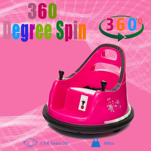 Image of 12V Kids Ride on Bumper Car for Kids, Baby Electric Ride On Bumper Toy Car with Remote Control, Music, 360 Spin Gift Toys for Toddlers Boys and Girls, Rose Pink