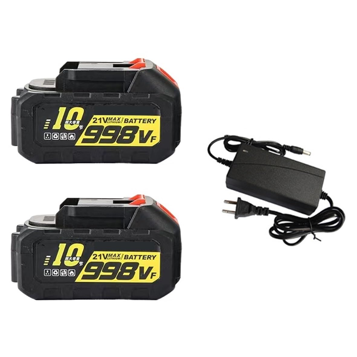Batería de herramienta de iones de litio recargable de alta capacidad | 998VF, Compatible con Makita, energía eléctrica de 18V/21V(2 Battery 1 Charger)