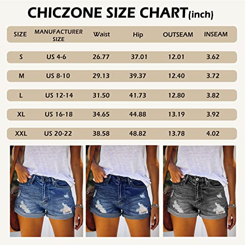 Chiczone Distressed Blue Denim Short For Women Ripped Jean Shorts Mid Rise Stretchy Short Jeans Xl #TOP4