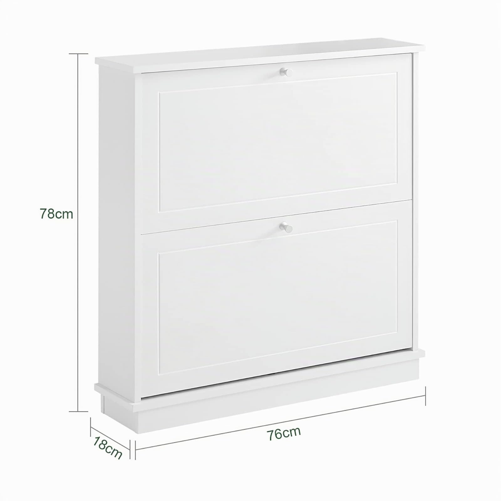 SoBuy Zapatero Entrada Recibidor, Mueble Zapatero Estrecho con 2 Solapas, Organizador Estrecho para Pasillo - Mueble Recibidor Entrada -Ideal para Espacios Reducidos 76x18x78cm Blanco FSR99-W