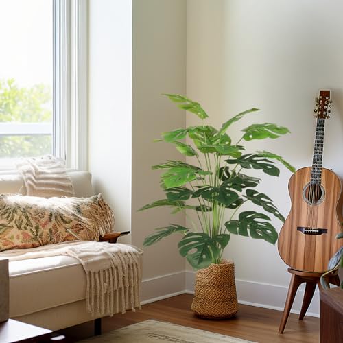Tuocal 28" Artificial Plants Tropical Palm Tree Fake Monstera Tree in Pot Tall Faux Plant for Outdoor Indoor Home Garden Office Decoration - Cosy Home Interiors Tuocal 28" Artificial Plants Tropical Palm Tree Fake Monstera Tree in Pot Tall Faux Plant for Outdoor Indoor Home Garden Office Decoration - Image 6