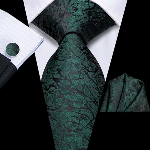 Image of Hi-Tie Men's Tie Lapel Pin Set Pocket Square Cufflinks Formal Woven Silk Tie Sets Wedding Party