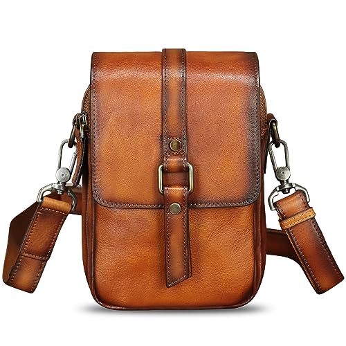 Genuine Leather Phone Purse for Women Vintage Leather Cell Phone Pouch Mini Small Shoulder Bag Crossbody Bag with Strap2