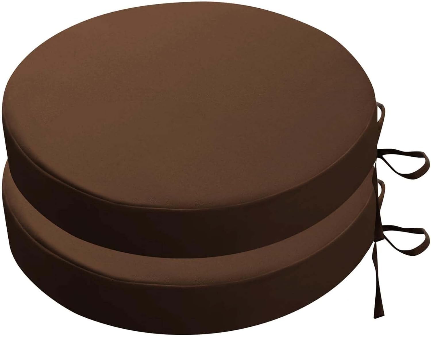 RTSFKFS Round Bistro Chair Cushions Set Of 2, Waterproof Patio Seat Pad With Ties And Removable Covers For Outdoor Furniture(Coffee,35x5cm 2pcs)
