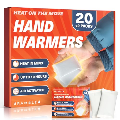 Bramble - Hand Warmers (20 Pairs 40 Total) - Air Activated Pocket Warmers for Outdoor Activities - Warm in Minutes & Odour-Free - Up to 10 Hours of Heat