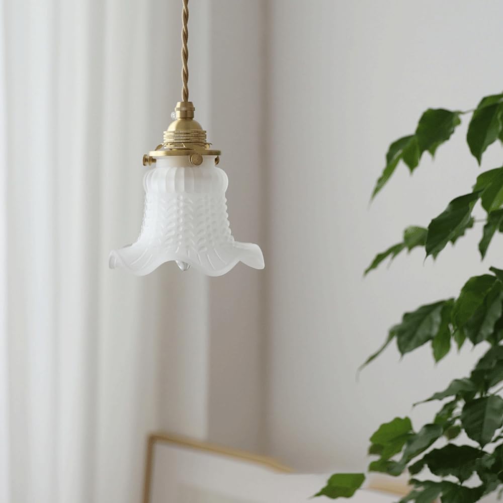 E14-Lichtquelle, Einzelkopf-Pendelleuchte, kreativer blütenblattförmiger Glas-Kronleuchter, Deckenbeleuchtung, Hängelampe für Wohnzimmer, Schlafzimmer, Bar-Dekoration