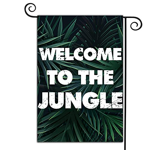 Welcome Garden Flags Yard Lawn Double Sided Home Decor Summer Garden Flag Welcome to the Jungle Funny Porch Patio Backyard Outdoor Flag Corlorful Flag Holiday Patriotic Burlap Flag 12.5 x 18 Inch