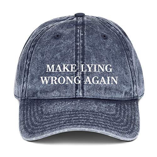 Make Lying Wrong Again Dad Hat (Embroidered Vintage Cotton Twill Cap) Roger Stone Trending Cap Navy