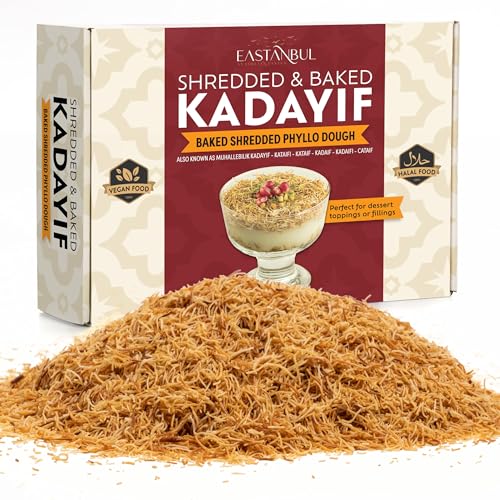 Eastanbul Baked & Shredded Kataifi for Dubai Chocolate, Kadayif Pastry Dough for Milk Pudding, Roasted Katifi Muhallebi Kadaifi Sprinkles Crushed Katafi Topping, Vegan Food, 8.81oz/250g