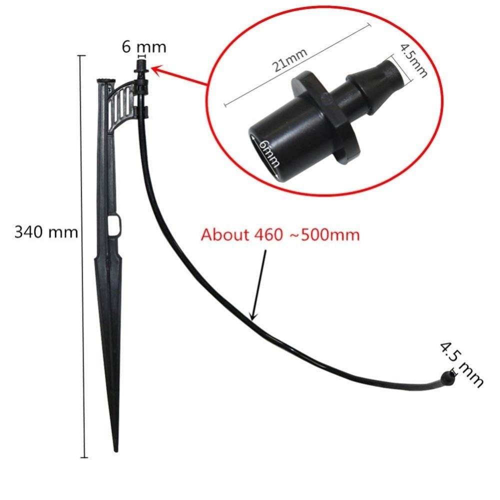 Tubo flessibile da giardino con connessione rapida Mist connettore 'ugello Con supporto asta e 33cm 4/7 Mm Hose Kit Garden di spruzzatore Raccordi a goccia l'acqua di irrigazione comune 20 Set