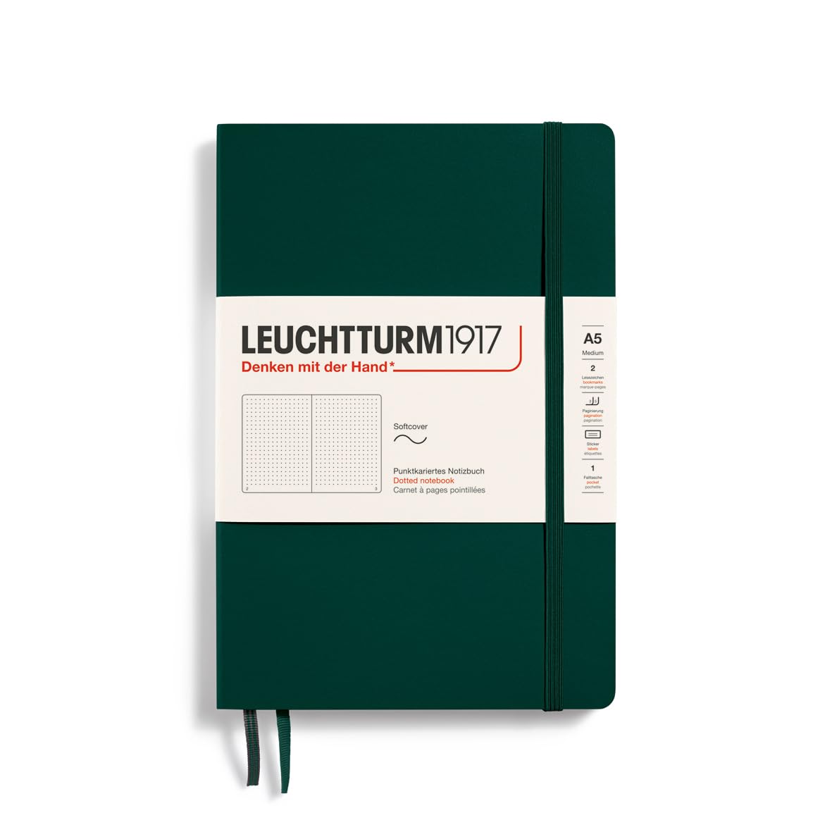 LEUCHTTURM1917 367269 Notebook Medium (A5), Softcover, 123 Numbered Pages, Forest Green, Dotted — image 1